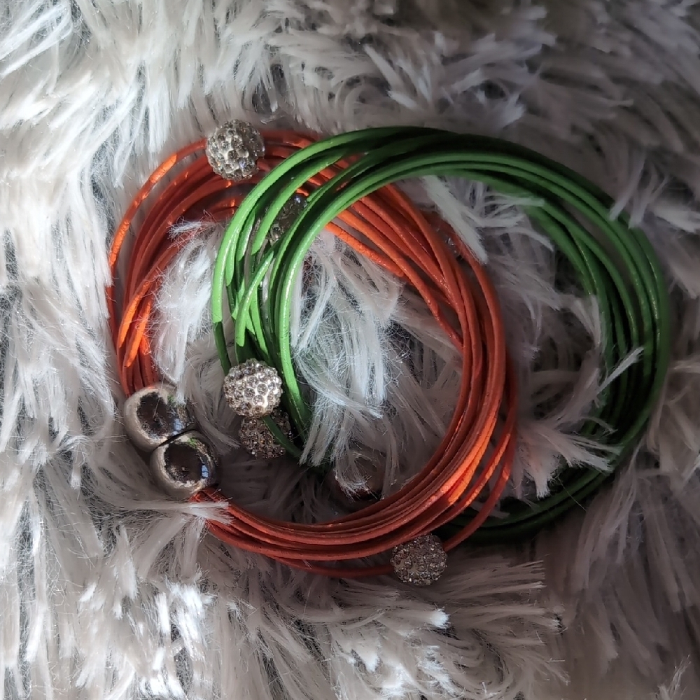 Elegant Orange and Green Bracelet Set